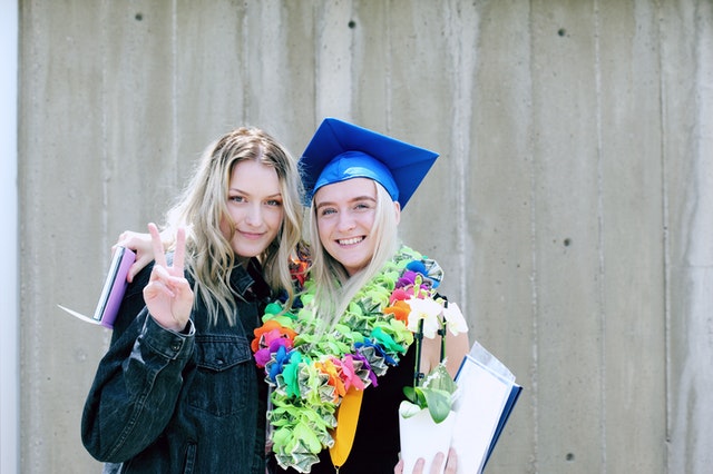 mother and girl graduating