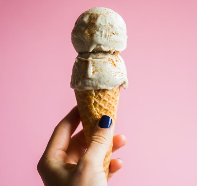 ice cream cone with pink background